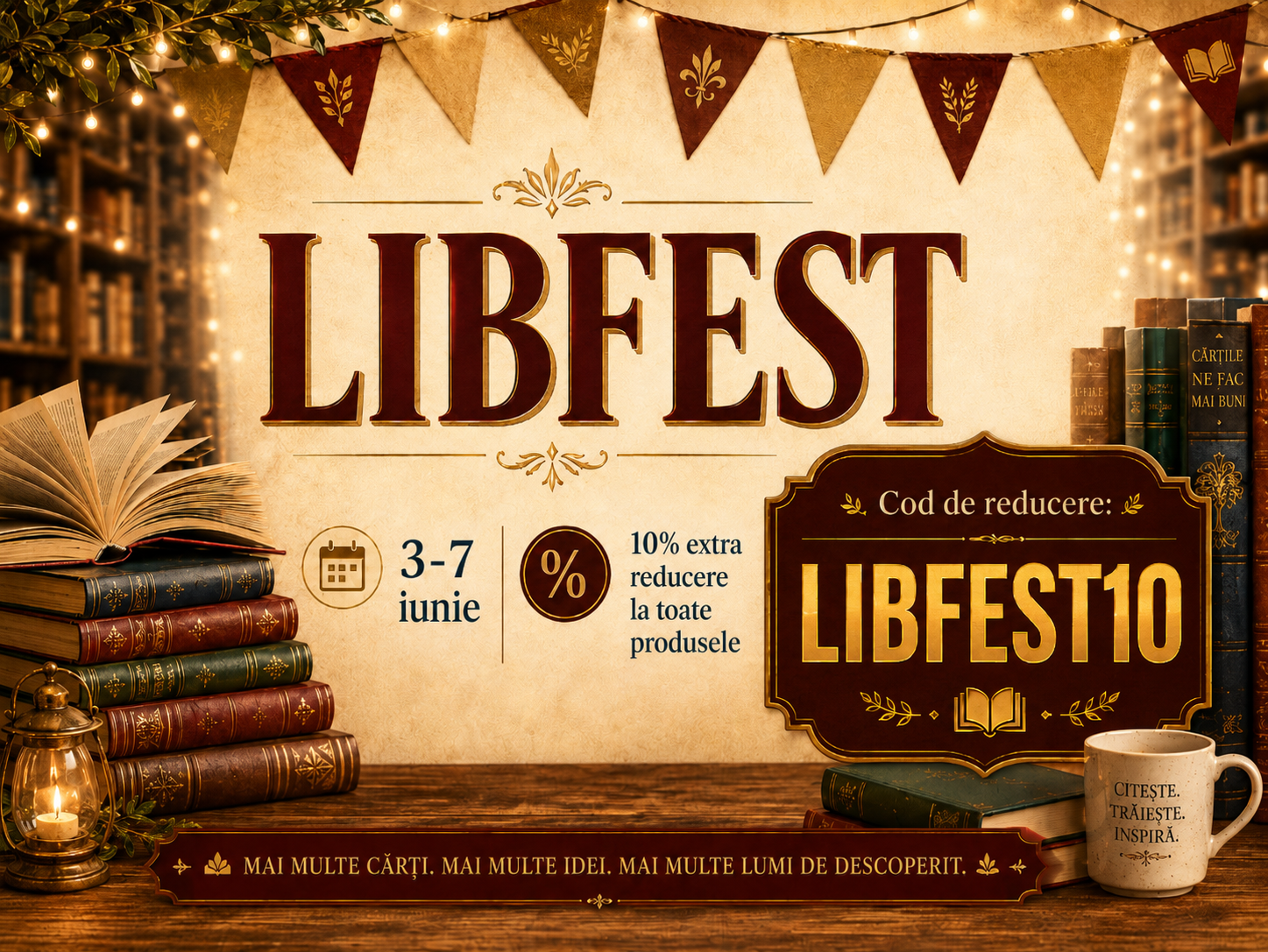 10 la suta Extra reducere cu codul LIBFEST10