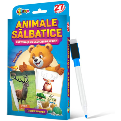 27 de cartonase. Scrie si sterge. Animale salbatice