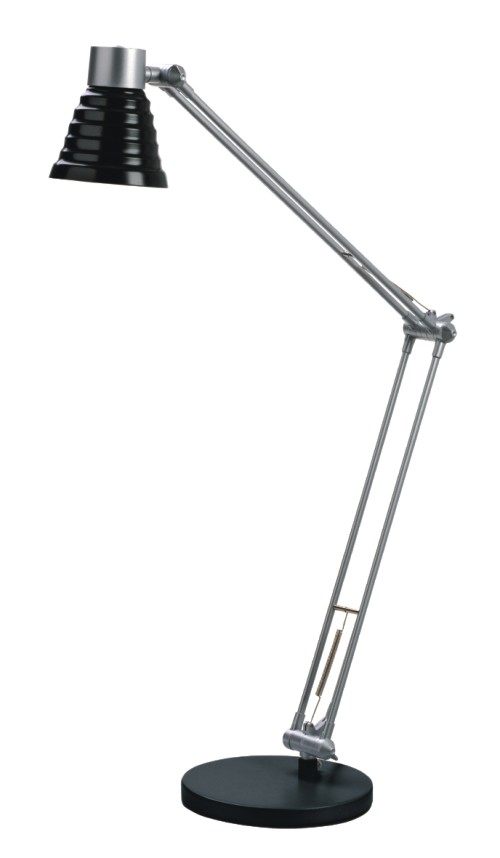 Lampa de birou, max.40W, cu brat dublu articulat, ALCO - negru/argintiu