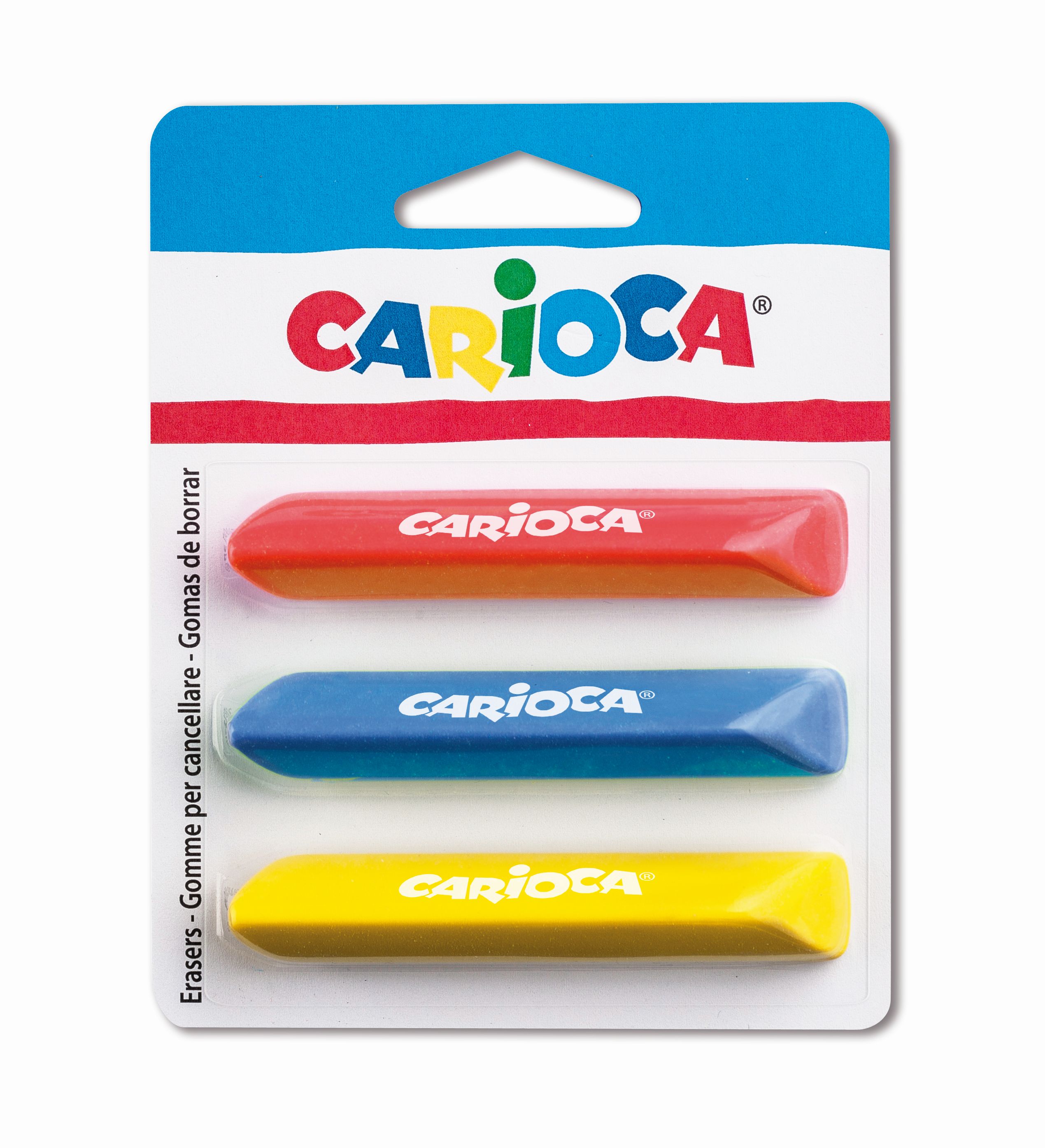 Radiere triunghiulare colorate, 3 buc/blister, CARIOCA