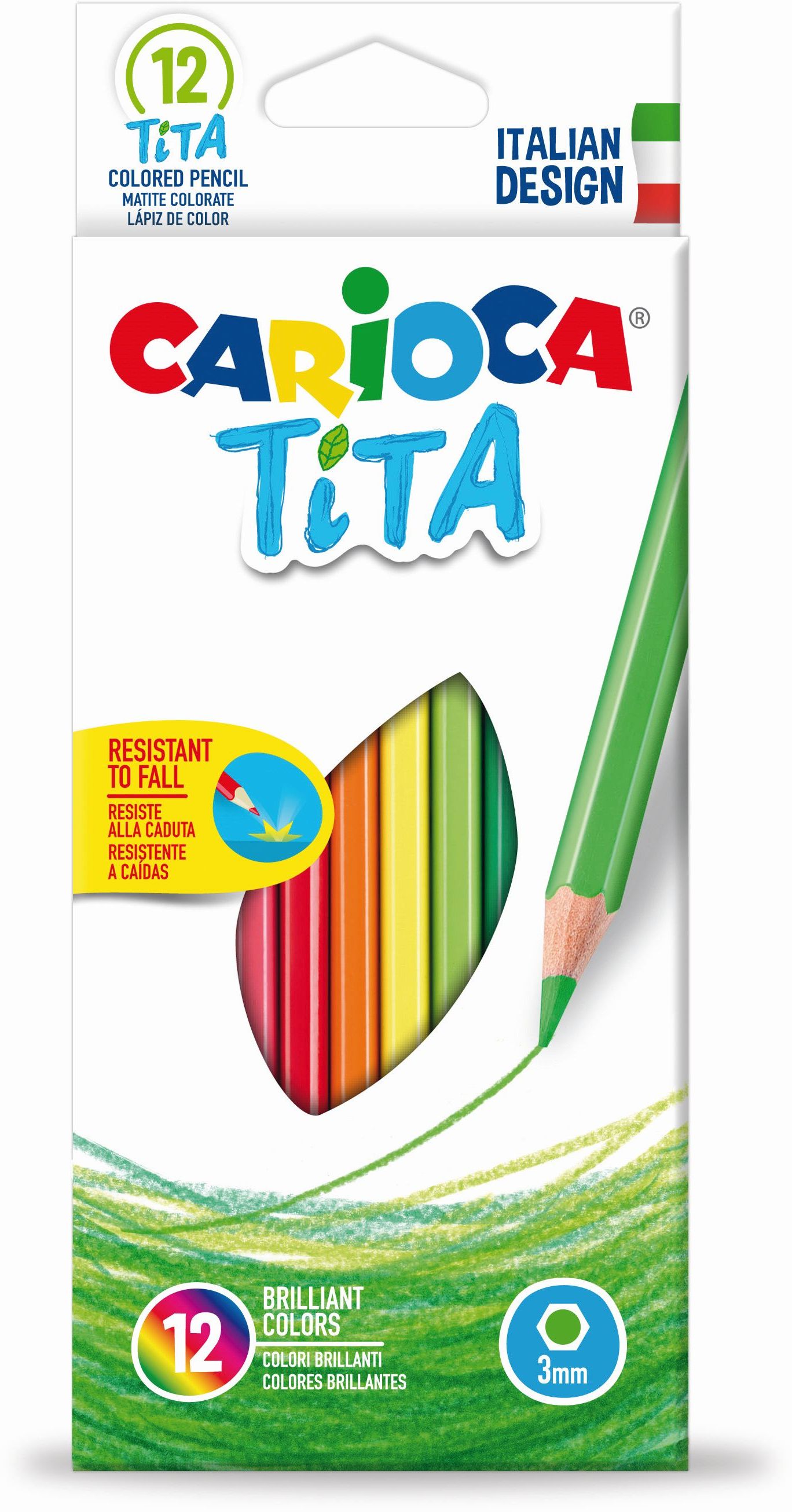 Creioane colorate, hexagonale, 12 culori/cutie, Carioca Tita
