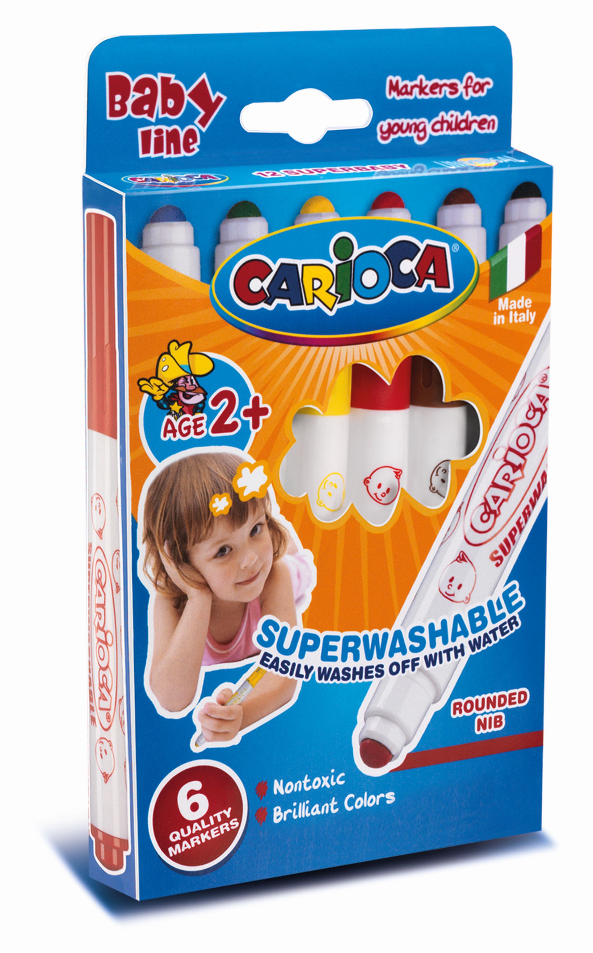 Carioca super lavabila,  6 culori/cutie, CARIOCA Super Baby
