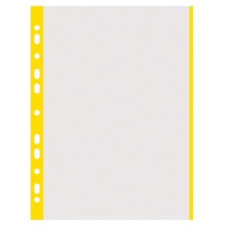 Folie protectie transparenta, cu margine color, 40 microni, 100 folii/set, Donau - margine galbena