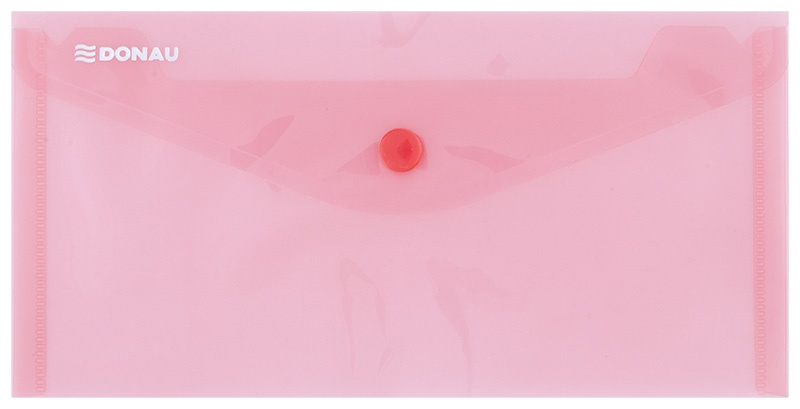 Mapa PP protectie documente DL landscape, inchidere cu capsa, 10/set, DONAU - rosu transparent