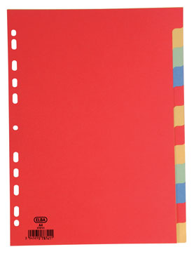 Index carton alb Mylar alfabetic A-Z, margine PP color, A4 XL, 170g/mp, ELBA