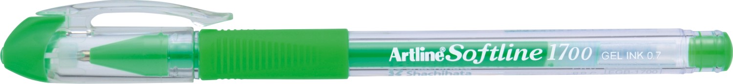 Pix cu gel Artline Softline 1700, rubber grip, varf 0.7mm - verde fluorescent