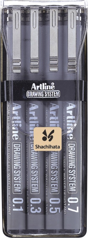 Marker pentru desen tehnic ARTLINE, varf fetru (0.1/0.3/0.5/0.7mm), 4 buc/set - negru