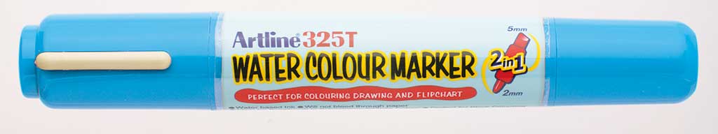 Watercolor marker ARTLINE 325T, doua capete - varf rotund 2.0mm/tesit 5.0mm - bleu
