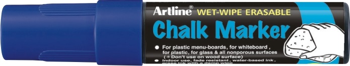 Marker cu creta ARTLINE, pentru table de scris, varf 12.0mm - albastru