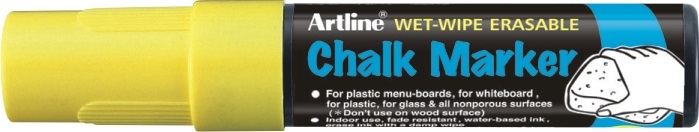 Marker cu creta ARTLINE, pentru table de scris, varf 12.0mm - galben