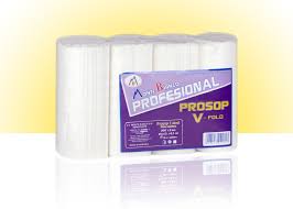 Prosop V - fold, 1 strat, pura celuloza, 23x20,5 cm, 4 buc/pachet