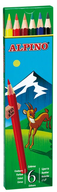 Creioane colorate, cutie carton,  6 culori/set, Alpino