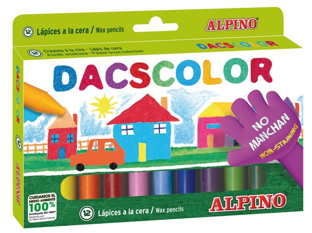 Creioane cerate semi-soft, cutie carton, 12 culori/cutie, Alpino DacsColor