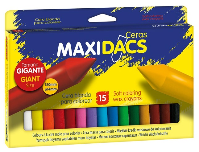 Creioane cerate soft, cutie carton, 15 culori/cutie, Alpino MaxiDacs