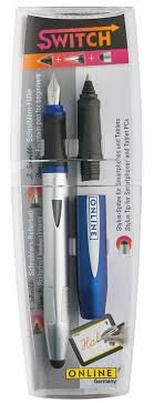 Set 2in1 (stilou+ rezerva cap roller ball) ONLINE Switch - Albastru
