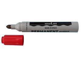 Marker permanent cu varf rotund rosu, corp plastic, Molin