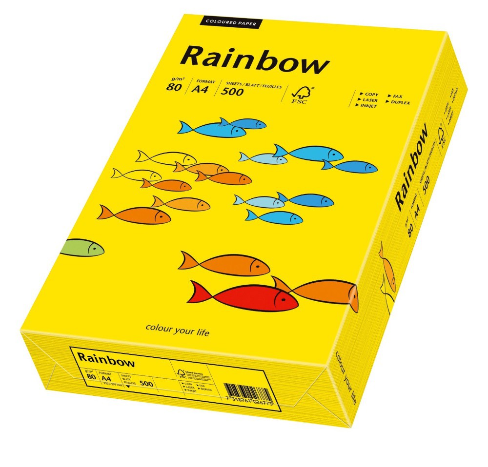 Hartie color copiator,A4,80g/mp,500coli/top RAINBOW - galben intens