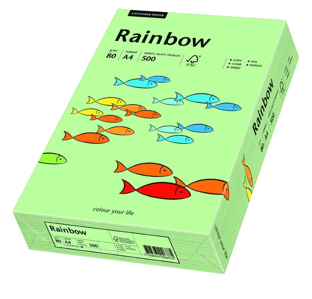 Hartie color copiator,A4,80g/mp,500coli/top RAINBOW - medium green