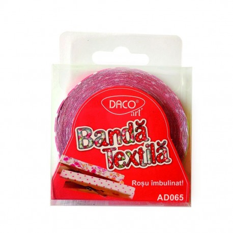 Accesorii craft - banda textila rosu imbulinat Daco,  AD065