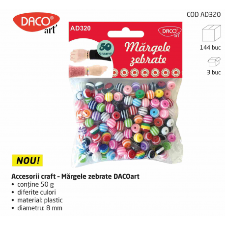 Accesorii craft -  Margele zebrate Daco, AD320