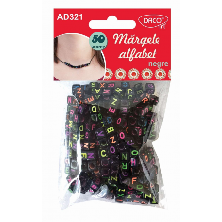 Accesorii craft -  Margele alfabet negre Daco, AD321