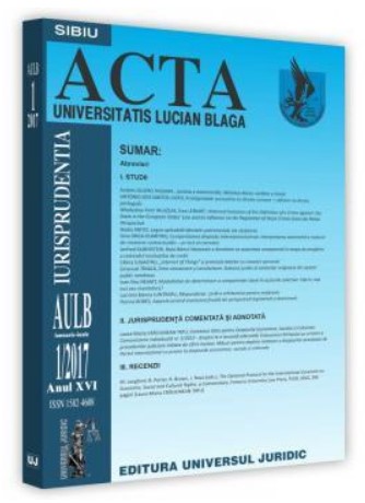 Acta Universitatis Lucian Blaga nr. 1/2017