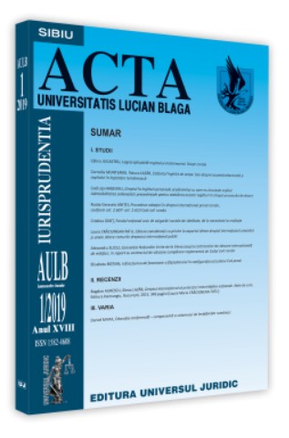 Acta Universitatis Lucian Blaga nr. 1/2019