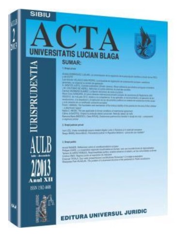 Acta Universitatis Lucian Blaga nr. 2/2013