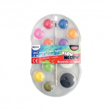 Acuarele 12 culori Alb Negru AR124 Daco