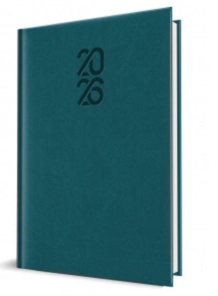 Agenda datata Tucson 2026, format A5, 352 pagini, culoare albastru petrol