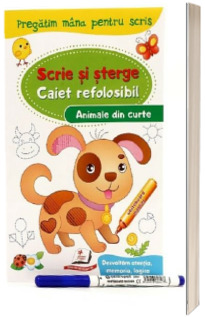 Animale de curte. Caiet refolosibil cu whiteboard marker - scrie si sterge