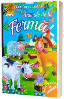 Animale de la Ferma - Carte de colorat, cu abtibilduri