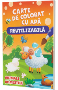 Animale domestice. Carte de colorat cu apa. Reutilizabila