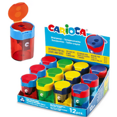 Ascutitoare cu 2 capete si recipient, forma cilindrica, Carioca