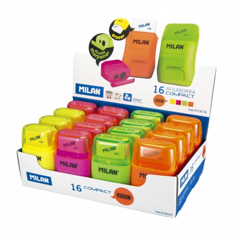 Ascutitoare cu radiera Compact Fluo, Milan