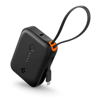 Baterie externa Essential 10000mAh - 30W, Incarcare rapida, Cablu USB-C Integrat, Negru