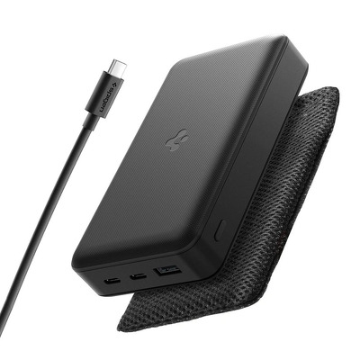Baterie externa Spigen EA3020, 20000mAh, incarcare rapida 30W, 2x USB-C, USB-A, Slim Design, Negru