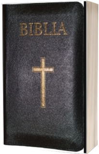 Biblia foarte mica, 043, coperta piele, neagra, cu cruce, margini aurii, repertoar, fermoar