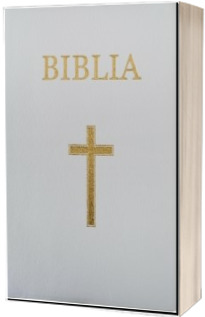 Biblia medie, 063, coperta piele, alba, cu cruce, margini aurii, repertoar