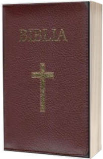 Biblia medie, 063, coperta piele, grena, cu cruce, margini aurii, repertoar, fermoar