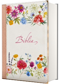 Biblia mica, 053, alb, model floral, repertoar, fermoar