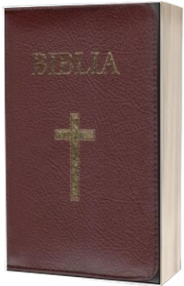 Biblia mica, 053, coperta piele, grena, cu cruce, margini aurii, repertoar, fermoar