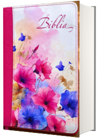 Biblia mica, 053, rosu, model floral, repertoar, fermoar