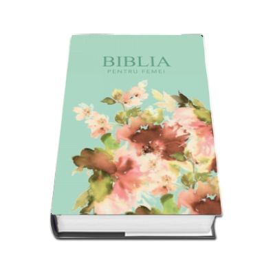 Biblia pentru femei, medie, verde pal, cu model floral