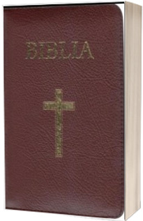 Biblie mare, 073, coperta piele, grena, cu cruce, margini aurii, repertoar, fermoar