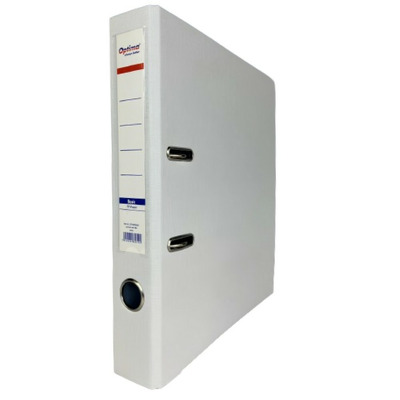 Biblioraft A4, plastifiat PP/paper, margine metalica, 50 mm, Optima Basic - alb