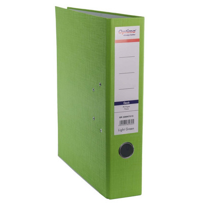 Biblioraft A4, plastifiat PP/paper, margine metalica, 75 mm, Optima Classic - verde deschis