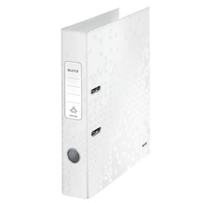 Biblioraft LEITZ 180 WOW, carton laminat, A4, 52 mm, alb