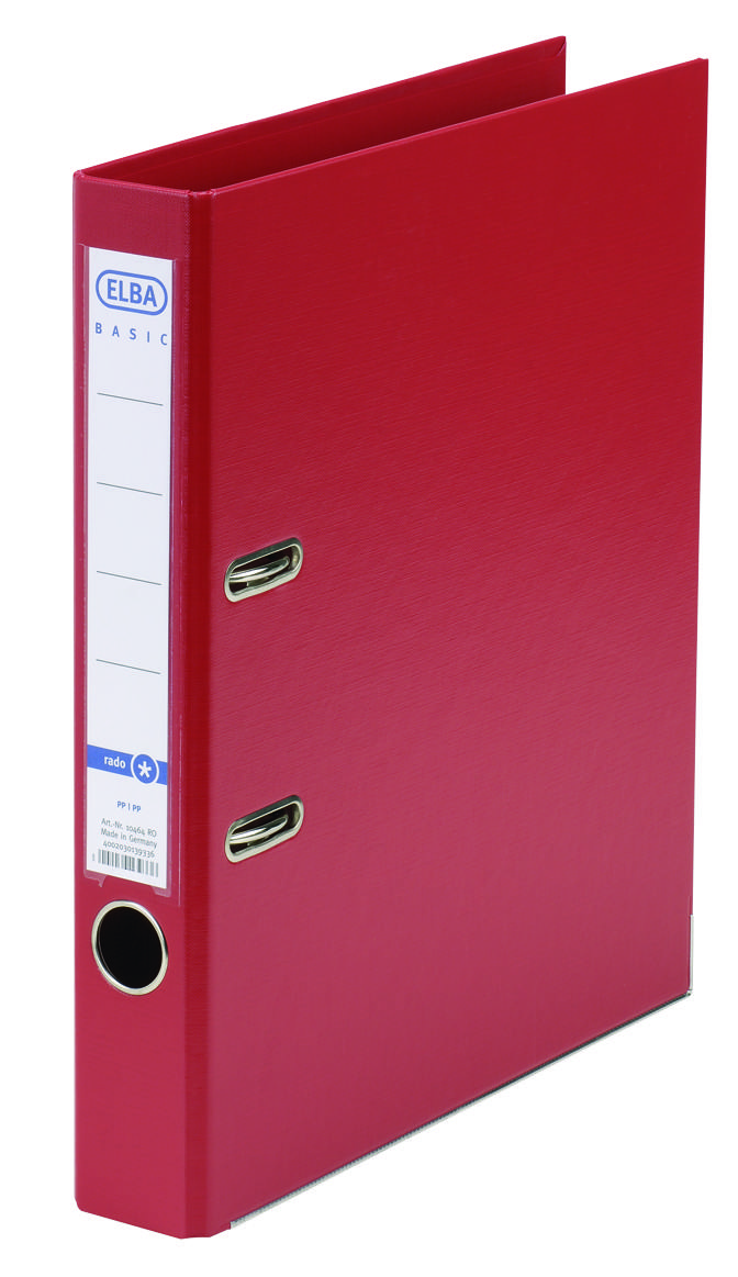Biblioraft A4, plastifiat PP/PP, margine metalica, 50 mm, ELBA Smart Pro+ - rosu