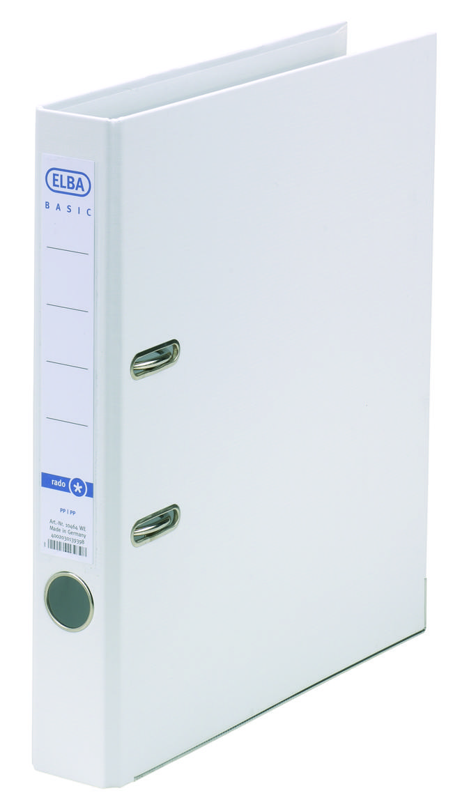 Biblioraft A4, plastifiat PP/PP, margine metalica, 50 mm, Elba Smart Pro  - alb